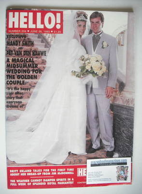 Hello! magazine - Pat van den Hauwe and Mandy Smith wedding cover (26 June 1993 - Issue 259)