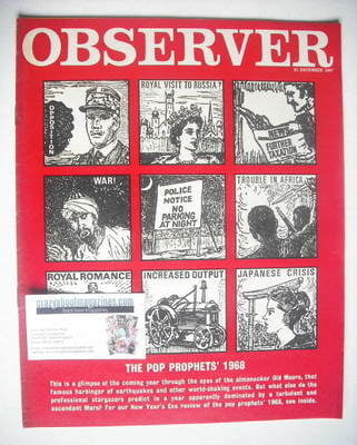 The Observer magazine - The Pop Prohes' 1968 cover (31 December 1967)