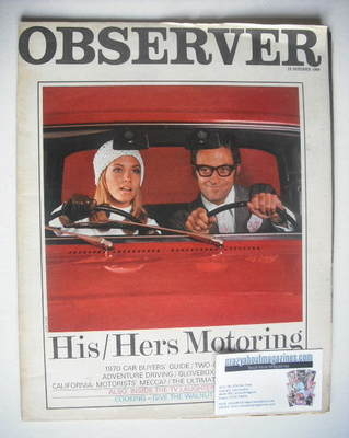 <!--1969-10-12-->The Observer magazine - His/Hers Motoring cover (12 Octobe
