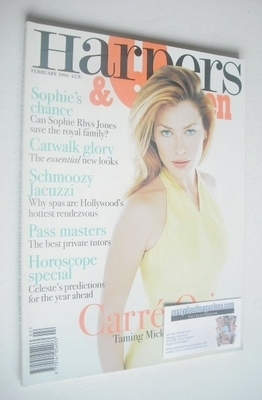 British Harpers & Queen magazine - February 1996 - Carre Otis cover