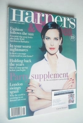 British Harpers & Queen magazine - January 1996 - Carole Bouquet cover