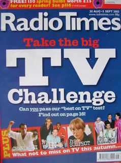 Radio Times magazine - Take The Big TV Challenge cover (30 August - 5 September 2003)