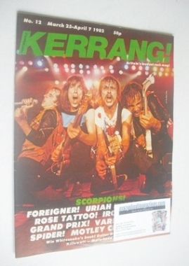 <!--1982-03-25-->Kerrang magazine - Scorpions cover (25 March - 7 April 198