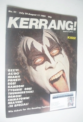 Kerrang magazine - Kiss cover (29 July - 11 August 1982 - Issue 21)