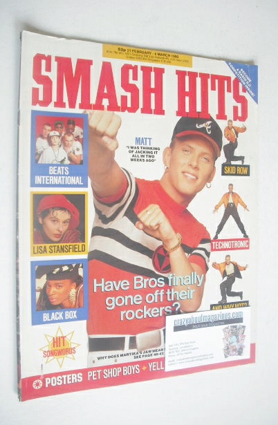 Smash Hits magazine - Matt Goss cover (21 February-6 March 1990)