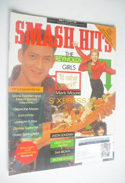 <!--1989-03-08-->Smash Hits magazine - Mark Moore cover (8-21 March 1989)