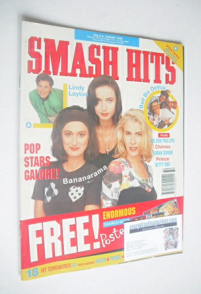 <!--1990-08-08-->Smash Hits magazine - Bananarama cover (8-21 August 1990)