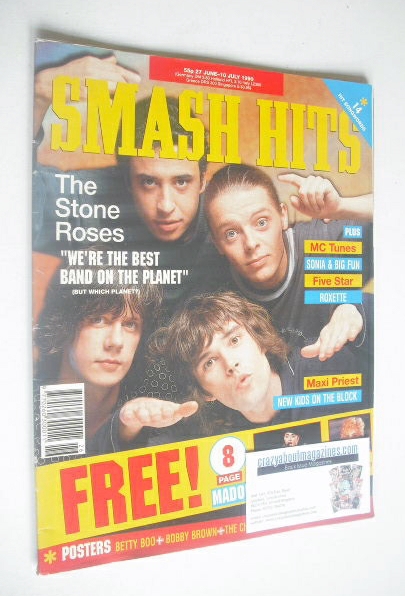 <!--1990-06-27-->Smash Hits magazine - The Stone Roses cover (27 June-10 Ju