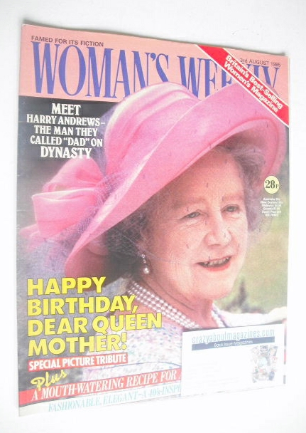 <!--1985-08-03-->Woman's Weekly magazine (3 August 1985 - Queen Mother cove