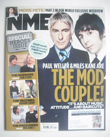 NME magazine - Paul Weller & Miles Kane cover (14 April 2012)