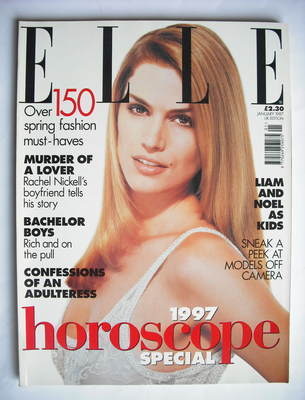 British Elle magazine - January 1997 - Cindy Crawford cover
