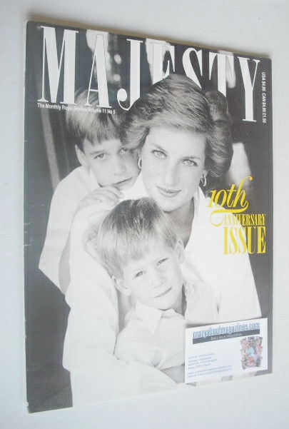 Majesty magazine - Princess Diana and boys cover (May 1990 - Volume 11 No 5)