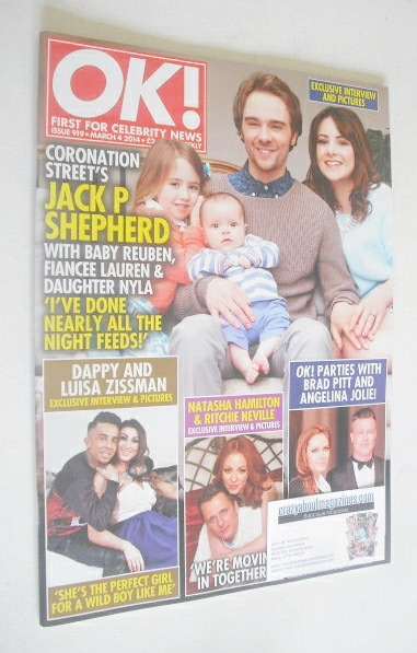 OK! magazine - Jack P Shepherd and family cover (4 March 2014 - Issue 919)