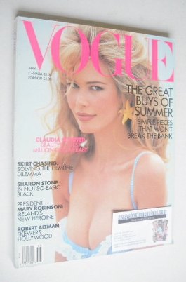 US Vogue magazine - May 1992 - Claudia Schiffer cover