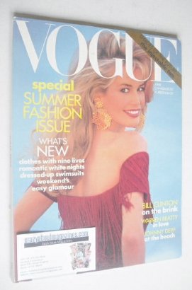 US Vogue magazine - June 1992 - Claudia Schiffer cover