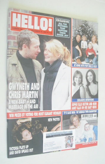 Hello! magazine - Gwyneth Paltrow and Chris Martin cover (16 December 2003 - Issue 795)