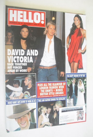 Hello! magazine - David Beckham and Victoria Beckham cover (7 October 2003 - Issue 785)