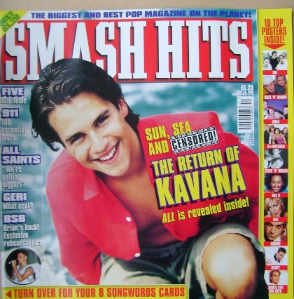 <!--1998-07-29-->Smash Hits magazine - Kavana cover (29 July 1998)