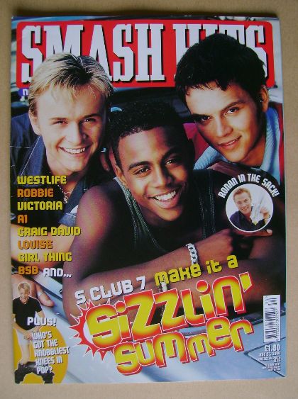 Smash Hits magazine - S Club boys cover (23 August 2000)