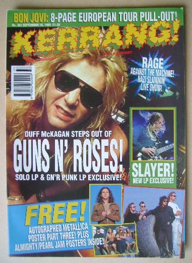Kerrang magazine - Duff McKagan cover (18 September 1993 - Issue 461)