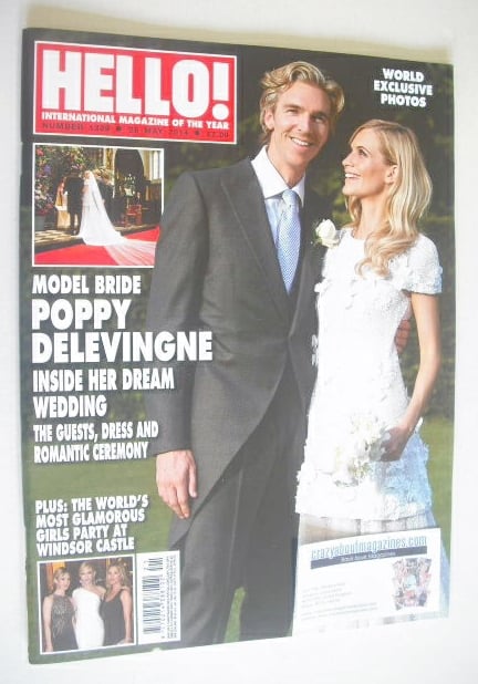 Hello! magazine - Poppy Delevingne wedding cover (26 May 2014 - Issue 1329)