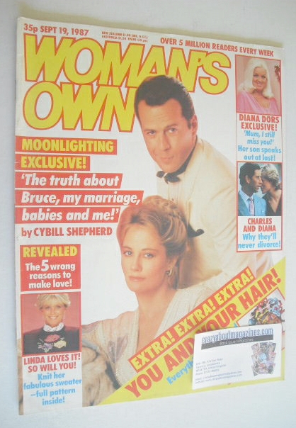 Woman's Own magazine - 19 September 1987 - Bruce Willis and Cybill Shepherd cover