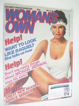 <!--1984-03-31-->Woman's Own magazine - 31 March 1984 - Raquel Welch cover