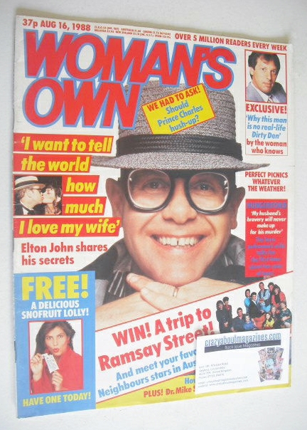 Woman's Own magazine - 16 August 1988 - Elton John cover