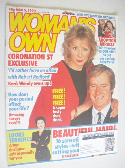 Woman's Own magazine - 5 March 1990 - Roberta Kerr and William Roache cover