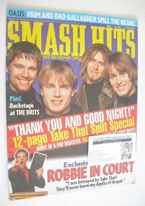 Smash Hits magazine - Take That cover (28 February - 12 March 1996)