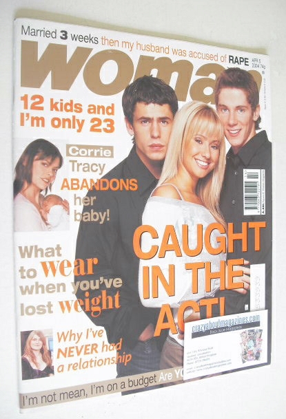 Woman magazine - Sammy Winward, Kelvin Fletcher and Karl Davies cover (5 April 2004)