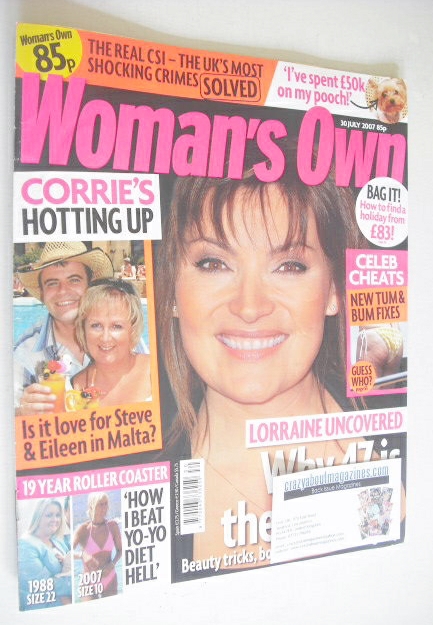 <!--2007-07-30-->Woman's Own magazine - 30 July 2007 - Lorraine Kelly cover