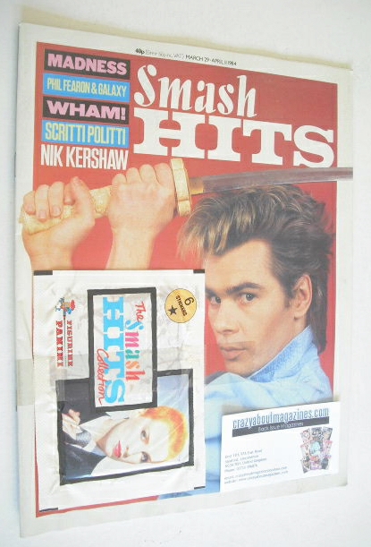 Smash Hits magazine - Nik Kershaw cover (29 March - 11 April 1984)