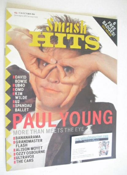 <!--1984-10-11-->Smash Hits magazine - Paul Young (11-24 October 1984)