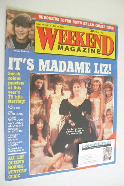 <!--1986-03-25-->Weekend magazine - Elizabeth Taylor cover (25 March 1986)
