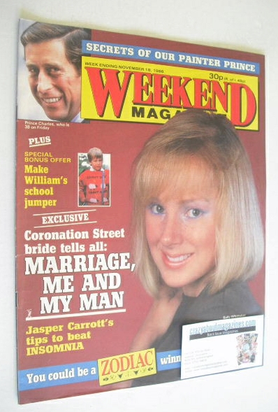 <!--1986-11-18-->Weekend magazine - Sally Whittaker cover (18 November 1986