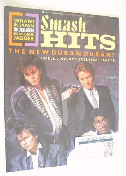 Smash Hits magazine - John Taylor, Andy Taylor, Robert Palmer and Tony Thompson cover (14-27 February 1985)