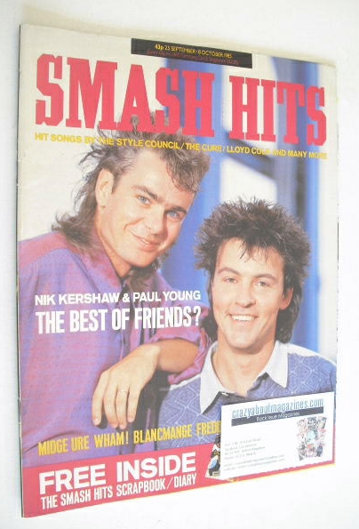 <!--1985-09-25-->Smash Hits magazine - Nik Kershaw and Paul Young cover (25