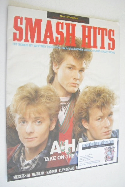 Smash Hits magazine - A-Ha cover (4-17 December 1985)