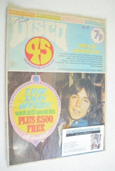 Disco 45 magazine - No 37 - November 1973 - David Cassidy cover