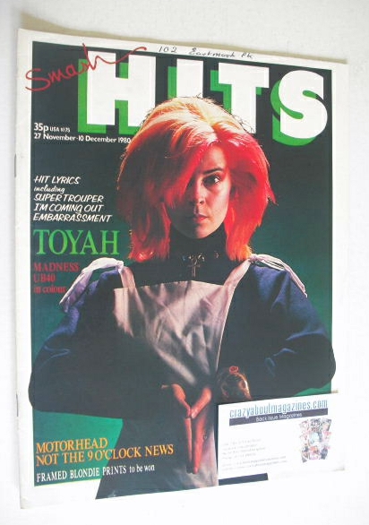 <!--1980-11-27-->Smash Hits magazine - Toyah cover (27 November - 10 Decemb