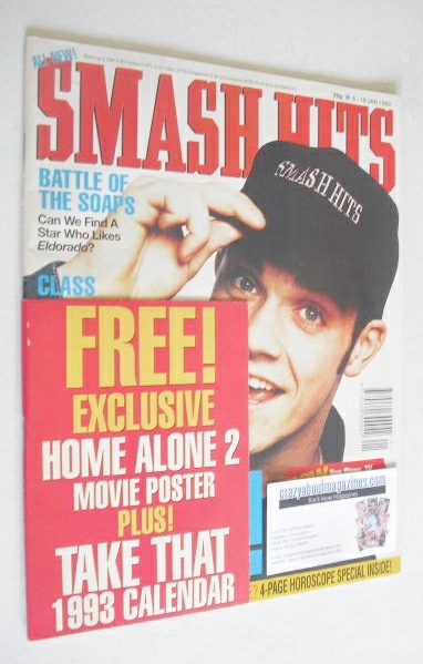 Smash Hits magazine - Robbie Williams cover (6-19 January 1993)