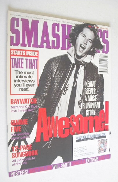 Smash Hits magazine - Keanu Reeves cover (17 February - 2 March 1993)