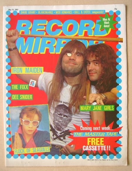 Record Mirror magazine - Bruce Dickinson and Steve Harris cover (14 May 1983)