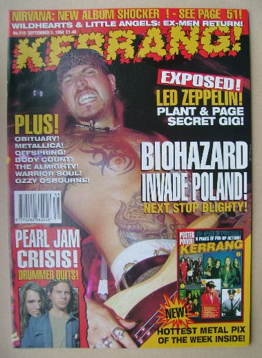 Kerrang magazine - Evan Seinfeld cover (3 September 1994 - Issue 510)