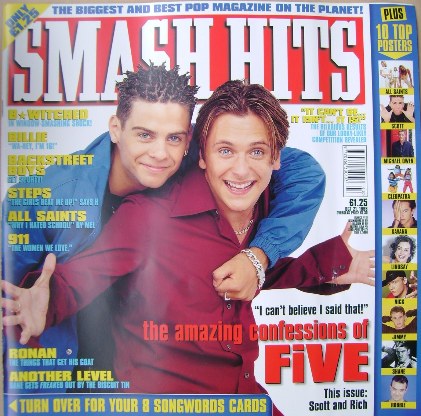 Smash Hits magazine - Scott Robinson and Ritchie Neville cover (21 October 1998)