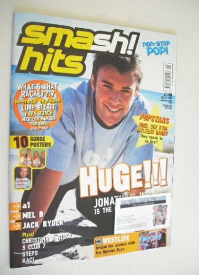 Smash Hits magazine - Jonathan Wilkes cover (21 February 2001)