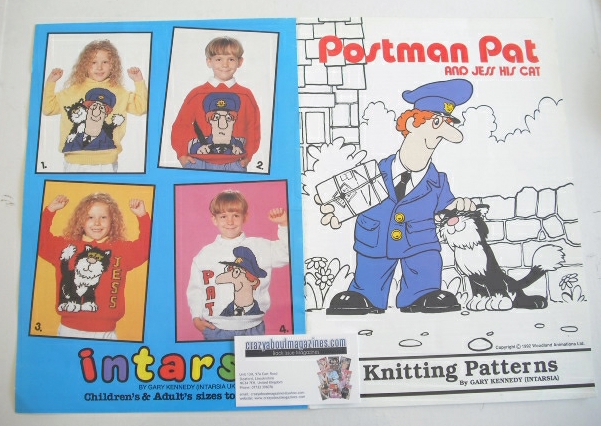 Postman Pat and Cat Jess Sweater Knitting Patterns x4 (Intarsia) (Child/Adu