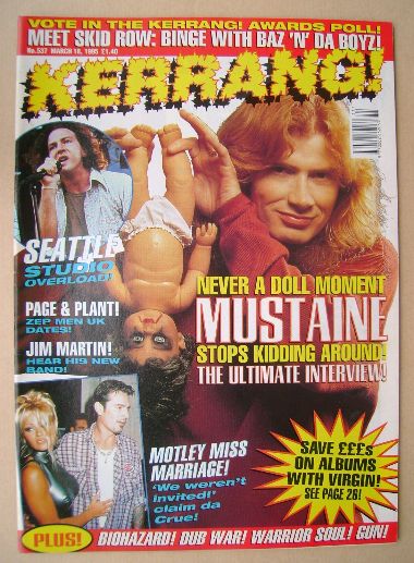 Kerrang magazine - Dave Mustaine cover (18 March 1995 - Issue 537)