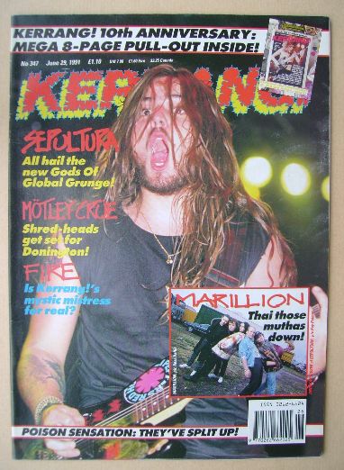 Kerrang magazine - Andreas Kisser cover (29 June 1991 - Issue 347)
